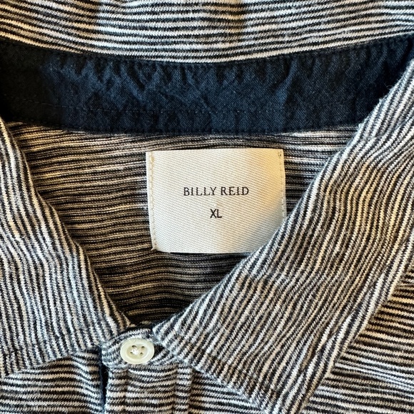 Billy Reid Short Sleeve Polo – XL (Navy/White Thin Pinstripes) - Picture 2 of 6